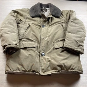 Vintage Eddie Bauer Goose Down Jacket Aviator Flight Bomber L Fur Collar Men’s - Picture 1 of 18