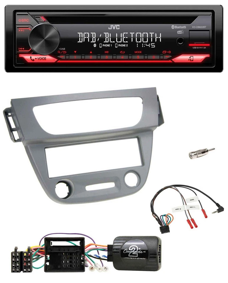 JVC CD DAB USB Bluetooth Lenkrad Autoradio für Renault Megane III 2009-2012 grau - Bild 1 von 4