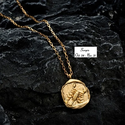 Collar Colgante Zodiaco Chapado en Oro 18K Astrología Horóscopo Joyería Hombres Mujeres Foto 1 de 4