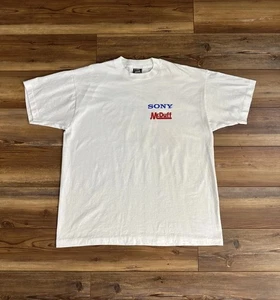 Vintage Sony McDuff Digital Satellite DSS T Shirt FOL Tag White Single Stitch - Picture 1 of 14