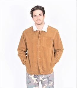 Hurley Men's Cord Sherpa Lined Jacket ~ Bixby marrón - Imagen 1 de 3
