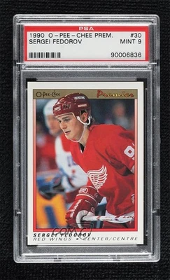 1990-91 O-Pee-Chee Premier Sergei Fedorov #30 PSA 9 MINT Rookie RC HOF - Image 1 of 3