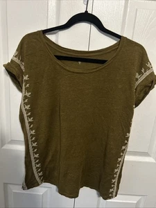 Garnet Hill 100% Bio Leinen Hemd tiefoliv moosgrün bestickt Gr. XS - Bild 1 von 6