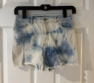 GAP Girls Stretch High Waist Short Sz 14 Adjustable waist Mom Tie Dye Acid Wash - Picture 1 of 6