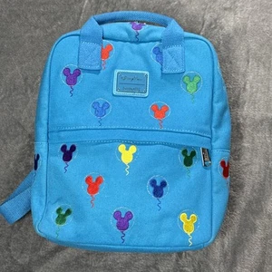 Loungefly Disney Parks Mickey Mouse Ohren Luftballons Blau Canvas Mini Rucksack - Bild 1 von 8