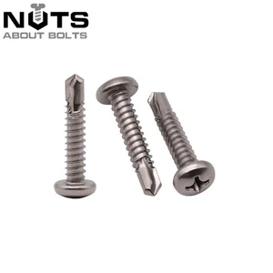 POZI PAN HEAD SELF DRILLING TEK WOOD SCREWS A2 STAINLESS STEEL No.6 No.8 No.10 - Picture 1 of 7
