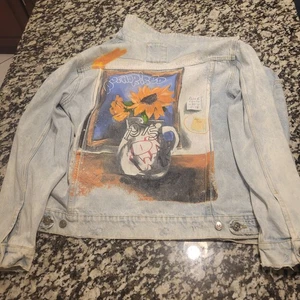 Zara Men Denim Graffiti Jacket Size L - Picture 1 of 3