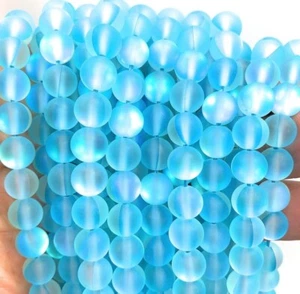 40pcs-6mm Lt Blue Mermaid Beads Frosted Aura Crystal Glass Beads, Jewelry Making - Picture 1 of 4