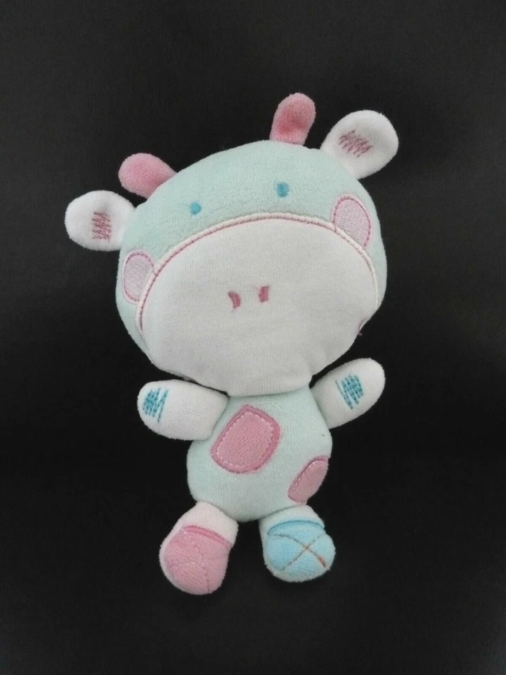 *. DOUDOU SEMI PLAT AUCHAN VACHE CHEVRE ROSE VERT BLEU BLANC TRES BON ETAT - Photo 1/1