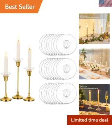 Protectores contra goteo de velas de vidrio transparente - Tablas reutilizables para experiencia con velas en tándem Foto 1 de 4