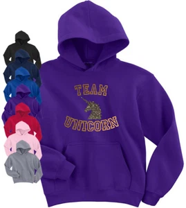 Team Unicorn hoodie sparkle and gold print MLP friendship is magic cute pony - Picture 1 of 8