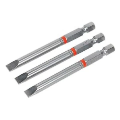 Sealey AK210518 Power Tool Bit Slotted 6mm Colour-Coded S2 75mm Pack of 3 - Image 1 of 2