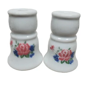 Miniature Tea Candle Holders Pink Roses Flower Childrens Courio Display Set Of 2 - Picture 1 of 7