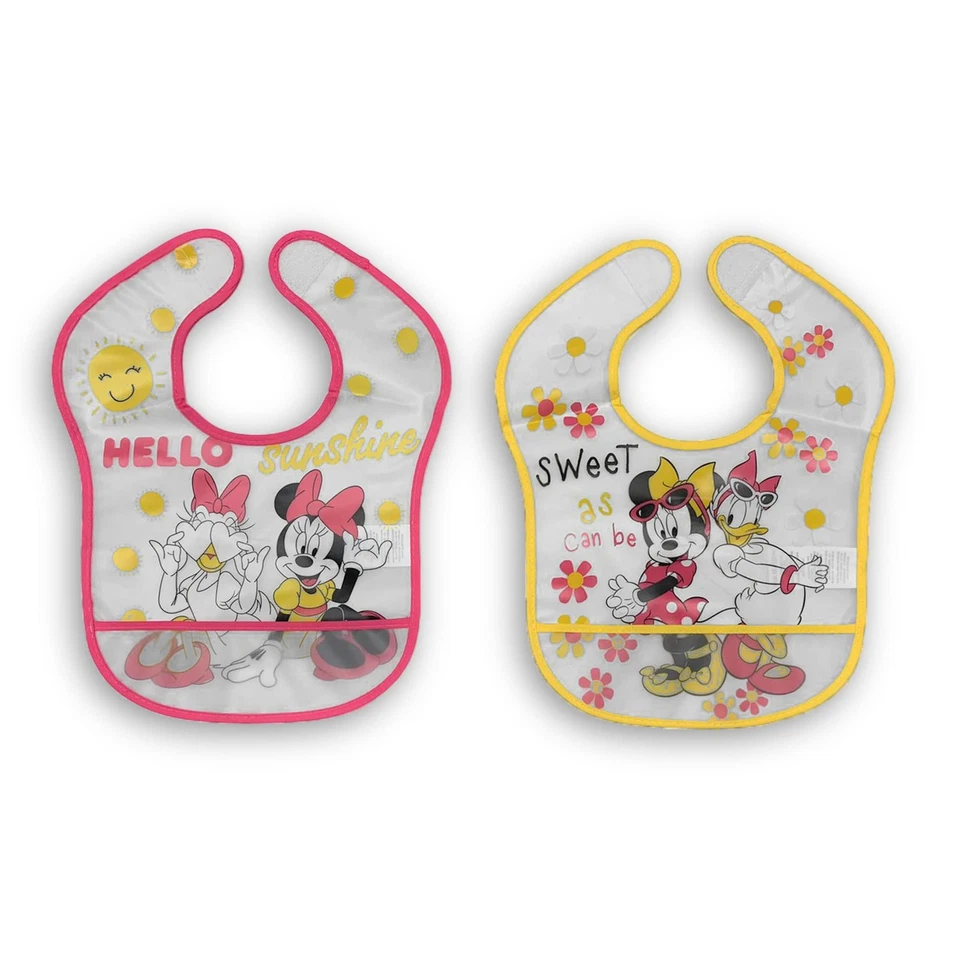 Bavaglino neonato bambina Disney Minnie Mouse 2 bavaglini in polietilene 3768 - Immagine 1 di 1
