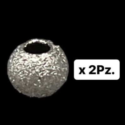 2 Sfere rondelle perle raccordo distanziatrici in argento 925 glitterate Lar.3mm - Immagine 1 di 4