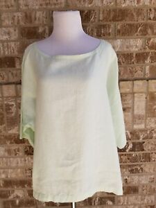 EILEEN FISHER Pastel Green Linen Top Size Large