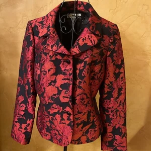 NWT$300 Tahari Skirt Suit By Arthur Levine Size 8 Red & Black - Picture 1 of 9
