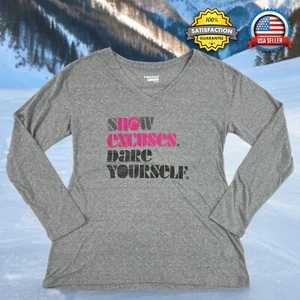 Head WOMEN'S MED Gray Snow Excuses Long Sleeve Slim Fit V Neck Layering T-Shirt - Picture 1 of 14