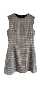 Size 12: French Connection Amati Grey Multi Check Sundae Sleeveless a-Line Dress - Picture 1 of 6