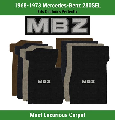 Alfombrillas delanteras Lloyd Luxe para Mercedes-Benz 280SEL 68-73 con logotipo de apliques MBZ Foto 1 de 4
