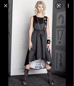 Elisa Cavaletti Quirky Black Satin 'LOVE IS THE ANSWER' Dress Size XS - Picture 1 of 9