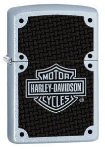 Zippo 24025, Harley Davidson Motorcycles-Logo, Satin Chrome Lighter - Picture 1 of 3