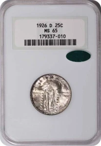 1926-D Standing Liberty Silver Quarter MS65 NGC (CAC) - Picture 1 of 4