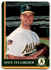 1997 MOTHER'S COOKIES OAKLAND ATHLETICS DAVE TELGHEDER OAKLAND ATHLETICS #22