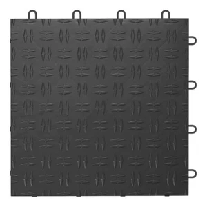 GearTile Diamond Pattern 12" x 12" Black Garage Floor Tile (12 Pack) - Picture 1 of 5