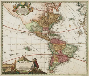 Antique Map "Totius Americae Septentrionalis et Meridionalis" J. B. Homann, 1740 - Picture 1 of 8