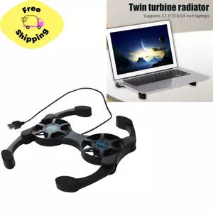 Dual USB Cooling Fan Pad Foldable Slim Fans Cooler Stand for Laptop PC Notebook - Picture 1 of 8