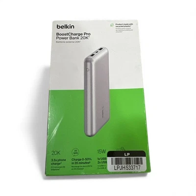 Cargador de batería portátil Belkin BoostCharge Pro Power Bank 20K 15W - plateado Foto 1 de 2