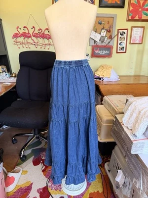 Юбка макси American Eagle Chambray эластичная талия синяя женская XL богемное вестерн AE - Изображение 1 из 4