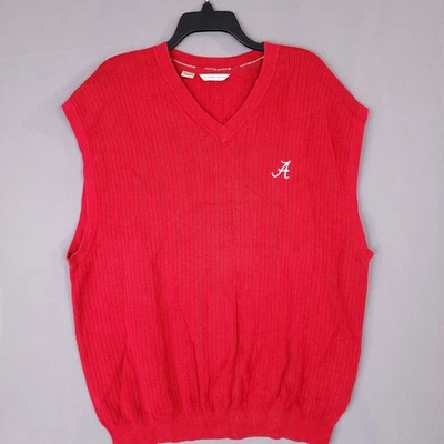 Cutter & Buck Men's Red XXL Cotton V-Neck Sweater Vest Alabama Crimson Tide - Image 1 of 4