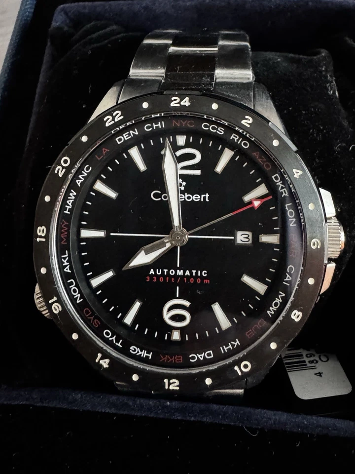 Novo Cortebert Elevation World Time relógio automático GMT data 45mm CB-3013-11 - Imagem 1 de 4