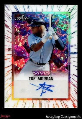 2025 Leaf Vivid Autographs Crystal White #BATM1 Tre' Morgan Rookie AUTO 1/5 - Image 1 of 2
