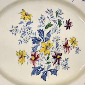 Ridgway’s Cornwall Oval Platter 14" Blue Gadroon Edge Floral Center Sheldon UK - Picture 1 of 12