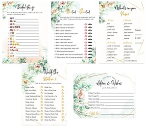 Bridal Shower Games Set of 5 Activities for 40 Guests, 201 Pcs Wedding Shower - Picture 1 of 7