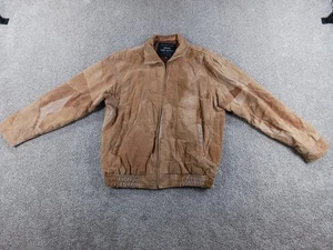 Italian Stone Suede Leather XXL Mens Jacket Beige Patchwork Lined Vintage - Picture 1 of 8