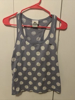 Regata Lacoste Feminina Tamanho 36/s Azul Bolinhas Racerback Esportiva Athleisure - Imagem 1 de 4