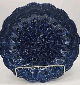 Polish Pottery Ceramika Artystyczna 9” Tile Scalloped Bowl Hand Made Hand Paint - Picture 1 of 11