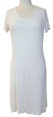 Nwt HANRO Small Modal/Silk Blend SHORT SLEEVE POINTELLE NIGHTGOWN Off White - Image 1 of 4