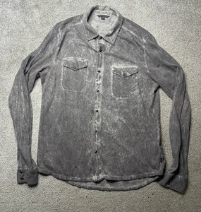 John Varvatos Collection Arvon Carbon Wash Crepe Shirt Men's Button Up Snap Sz M - Picture 1 of 11