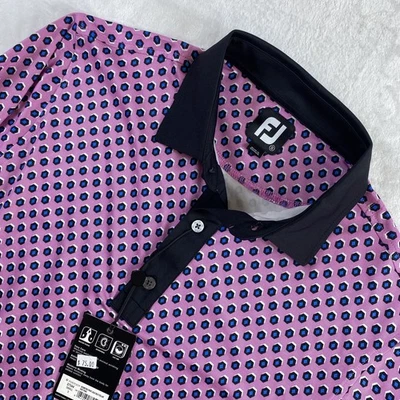 NWT Footjoy Polo Shirt Men Sz S Pink All Over Print Golf Resort Short Sleeve - Image 1 of 4