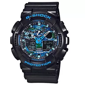 Casio Men's Watch G-Shock Ana-Digi Dial Black Resin Strap Dive GA100CB-1A - Picture 1 of 3