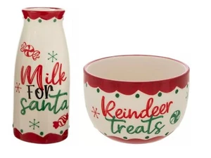 2 Stück Weihnachten Set Milch für Santa 10oz Flasche & Rentier Leckereien 15oz Schüssel - Bild 1 von 3