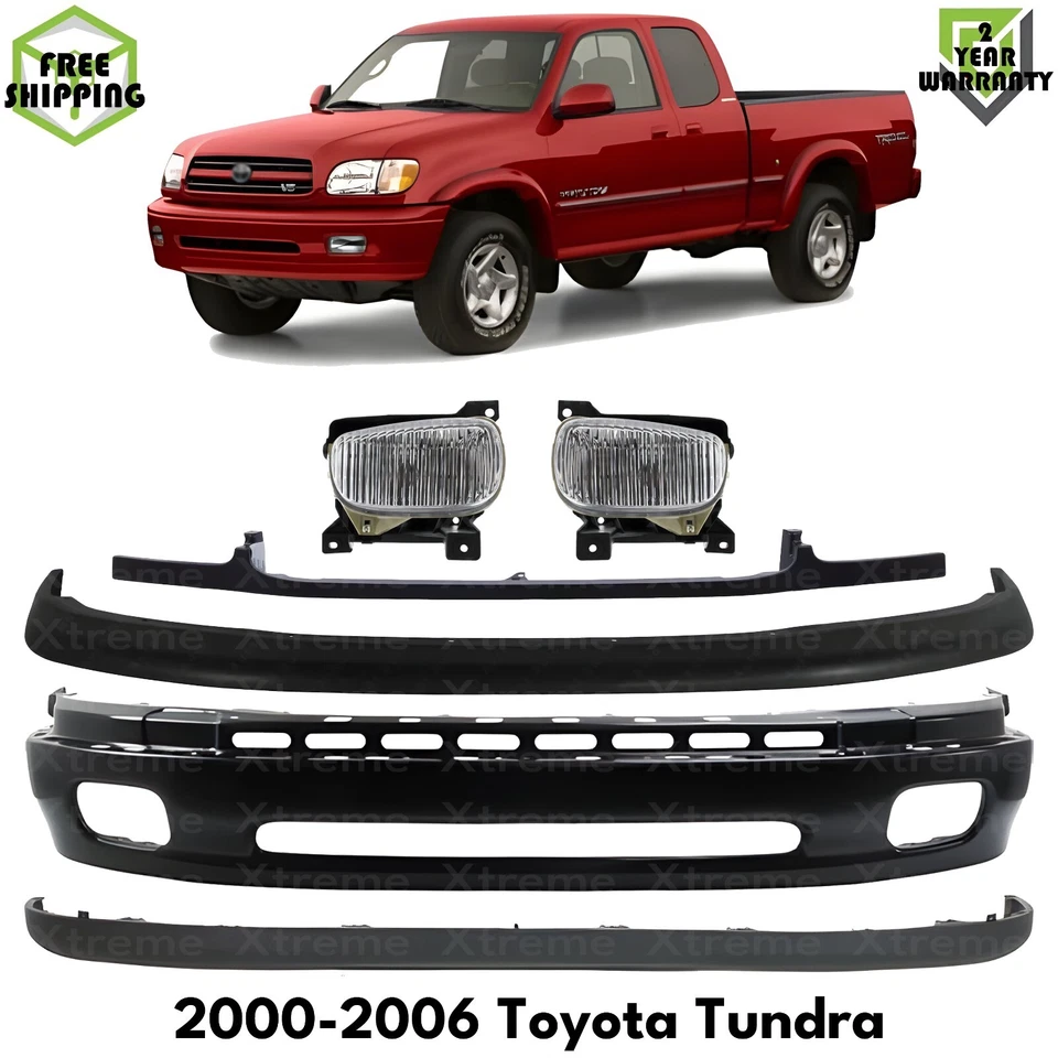 Front Bumper Paintable & Fog Lights Kit For 2000-2006 Toyota Tundra Base SR5 - Imagem 1 de 4