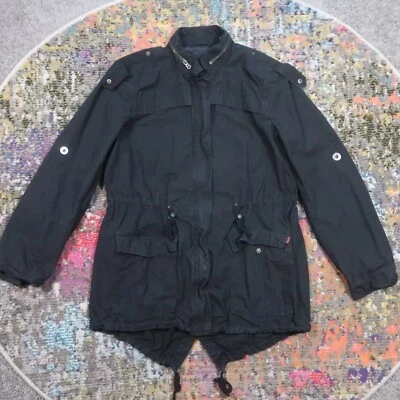 Chaqueta Abrigo Parka Para Mujer Levi's M Negra Cola de Pescado Algodón Lona Foto 1 de 4