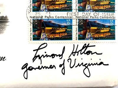 Virginia Signed FDC Governor Linwood Holton Autograph 1972 First Day Cover - Image 1 of 4