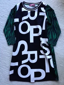 Marina Rinaldi Sport Kleid schwarz weiß grün Animalprint Grafikdruck Jersey L - Bild 1 von 17